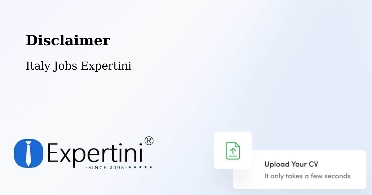 Disclaimer – Fidenza - Italy Jobs Expertini